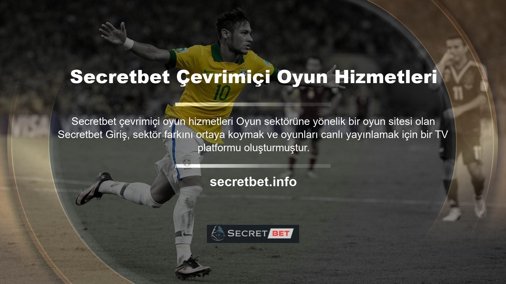 Secretbet Giriş TV isimli servis, bahis kategorileri de dahil olmak üzere tüm spor karşılaşmalarının canlı yayınını sunuyor