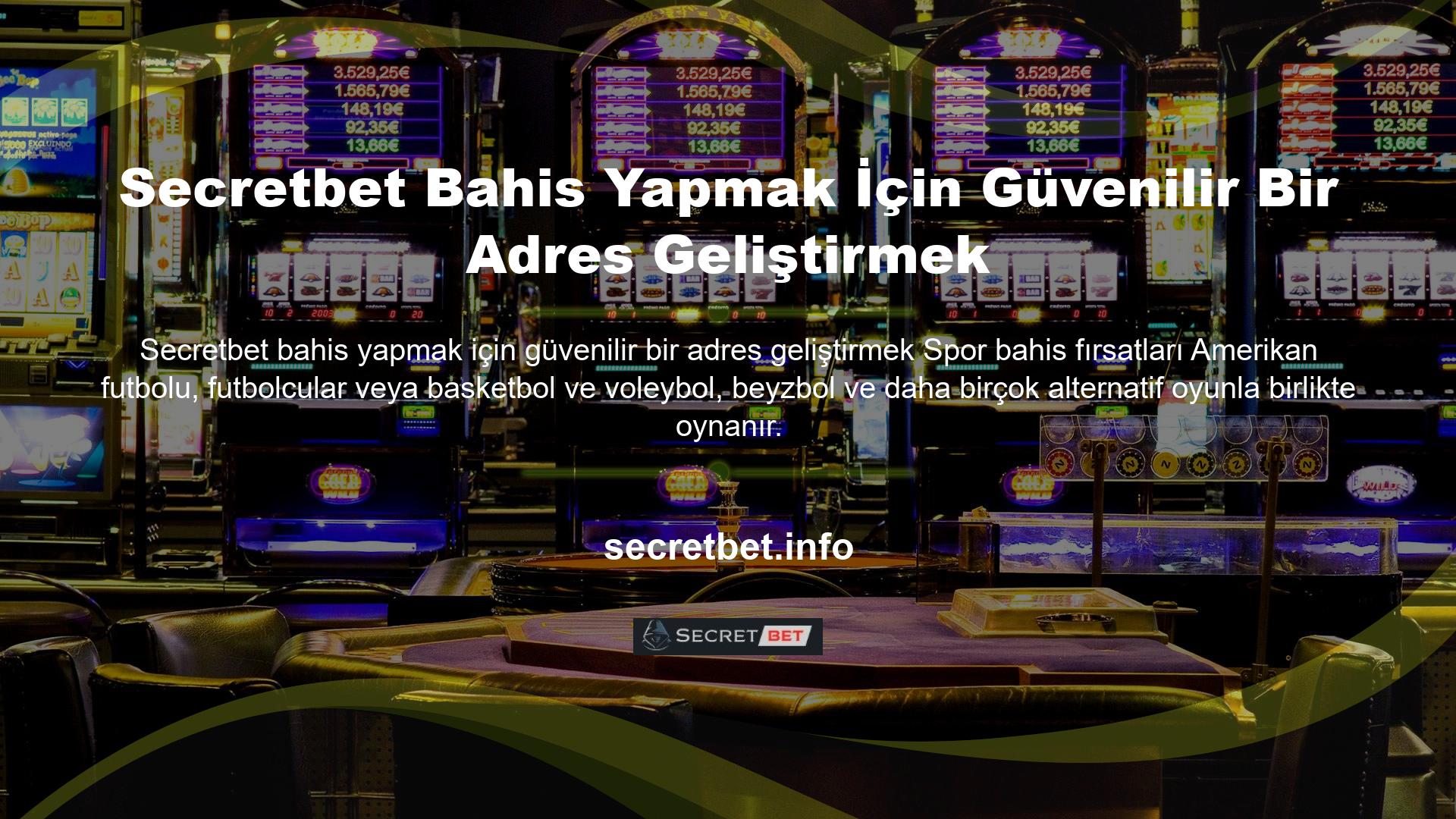 Slot video oyunları veya poker, blackjack, rulet ve daha birçok canlı casino oyun seçeneği de Secretbet kayıt işlemini kolay bir şekilde tamamladıktan sonra site yapısında kolayca değerlendirilmektedir