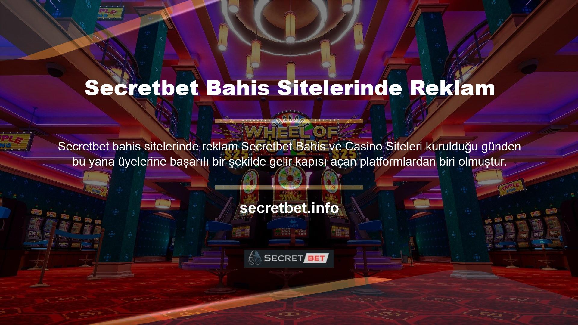 Türkiye'nin en popüler bahis platformlarından biri olan Secretbet, Türkiye casino pazarına ilgi çekici reklamlarla girmiş ve hızla büyümüştür