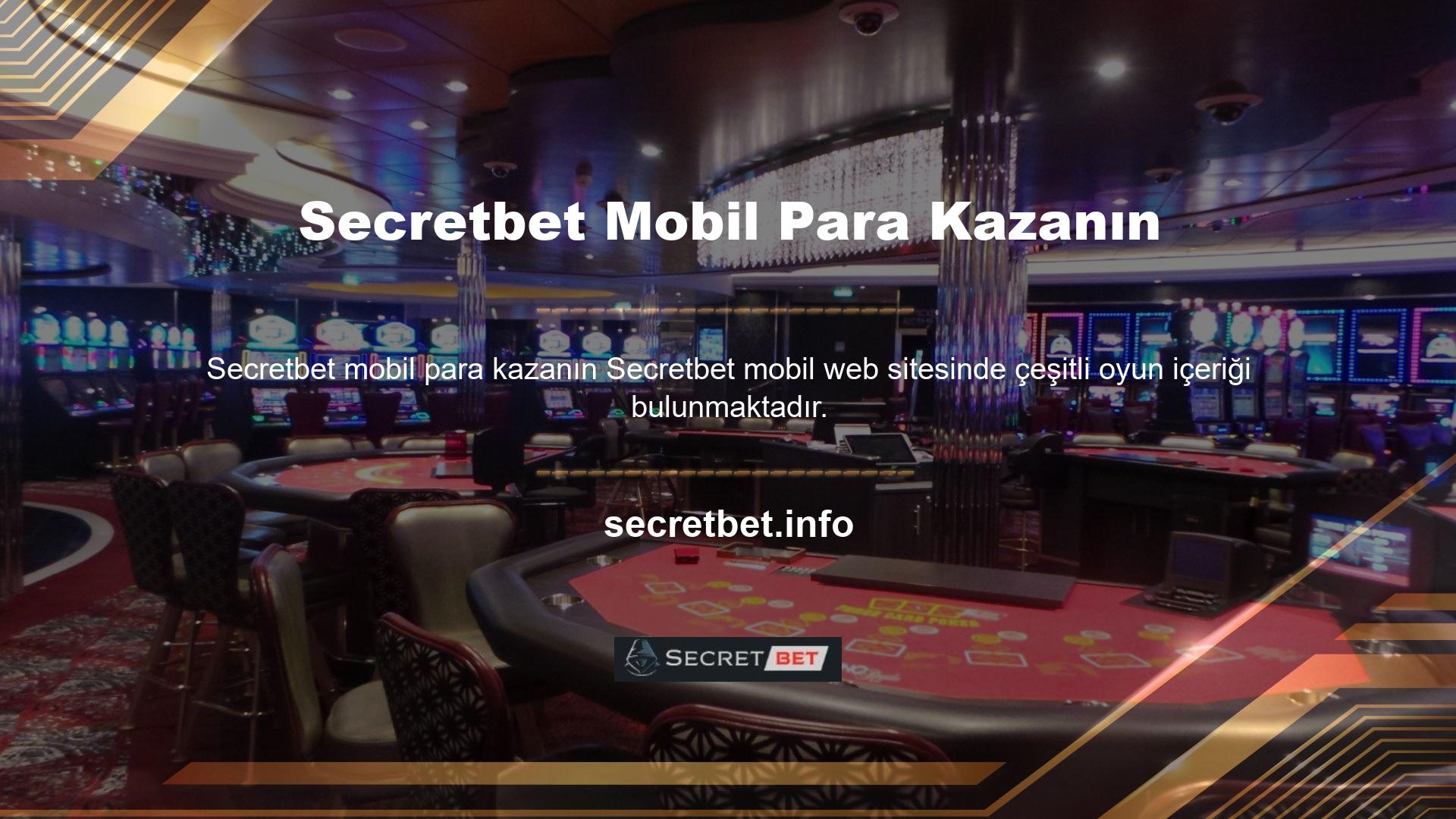 Yüzlerce Secretbet casino oyunu mobil cihazınızda mevcuttur